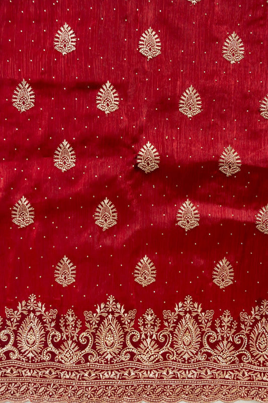 Heritage Heirloom Maroon Organza Unstitched Salwar Kameez With Organza Dupatta