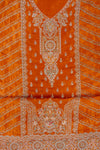 Rust Sequence & Zari Threadwork Crepe Unstitched Salwar Suit With Crepe Dupatta
