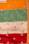 Rust Sequence & Zari Threadwork Crepe Unstitched Salwar Suit With Crepe Dupatta