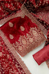 Heritage Heirloom Maroon Organza Unstitched Salwar Kameez With Organza Dupatta