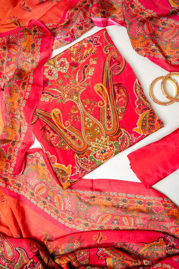 Timeless Elegance Rani Crepe Unstitched Salwar Suit With Crepe Dupatta