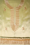 Soft Heritage Pista Shimmer Unstitched Salwar Suit With Organza Dupatta