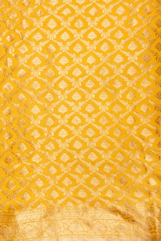 Mango Gold Banarasi Woven Zari Khaddi Georgette Unstitched Salwar Suit With Georgette dupatta