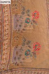 Olive Mirror Sheet, Sequence, Threadwork & Floral Printed Cotton Unstitched Salwar Suit With Chiffon Dupatta