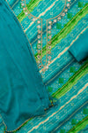 Dive Into Elegance Firozi Cotton Unstitched Salwar Kameez & Chiffon Dupatta