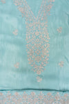 Tea-green Sequence, Zarkan & Zari Threadwork Crepe Unstitched Salwar Suit With Chiffon dupatta
