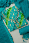 Dive Into Elegance Firozi Cotton Unstitched Salwar Kameez & Chiffon Dupatta