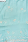 Tea-green Sequence, Zarkan & Zari Threadwork Crepe Unstitched Salwar Suit With Chiffon dupatta