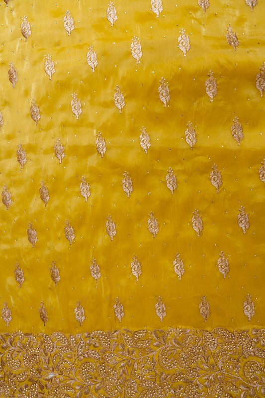 Shine Bright Mango Gold Organza Unstitched Salwar Kameez With Organza Dupatta