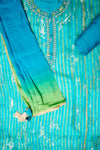 Effortless Glamour Rama Organza Unstitched Salwar Suit With Organza Dupatta