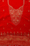 Grace Redefined Red Crepe Unstitched Salwar Kameez With Crepe Dupatta