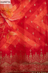 Grace Redefined Red Crepe Unstitched Salwar Kameez With Crepe Dupatta