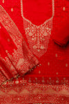 Grace Redefined Red Crepe Unstitched Salwar Kameez With Crepe Dupatta