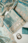 Pastel Majesty Mint Green Organza Unstitched Salwar Suit With Organza Dupatta