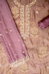 Delicate and Dreamy Mauve Crepe Unstitched Salwar Suit With Chiffon Dupatta