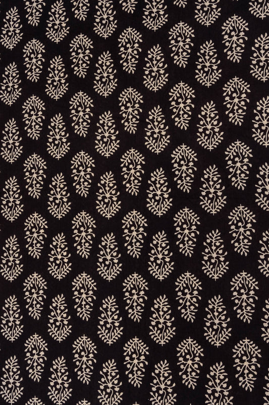 Black Digital Printed Cotton Unstitched Salwar Suit With Cotton Dupatta