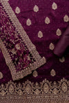 Deep Hues Wine Organza Unstitched  Salwar Kameez With Organza Dupatta