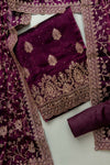 Deep Hues Wine Organza Unstitched  Salwar Kameez With Organza Dupatta