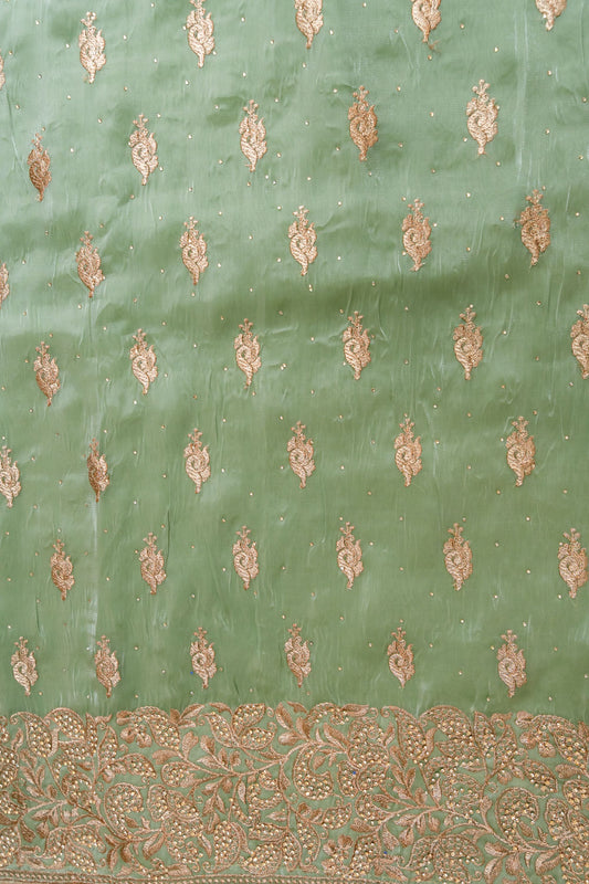 Gentle Tones Mint Green Unstitched Organza Salwar Kameez With Organza Dupatta