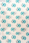 White Firozi Floral Printed Cotton Unstitched Salwar Suit With Cotton Dupatta