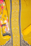 Raw Elegance Mustard Black Crepe Unstitched Salwar Suit With Crepe Dupatta