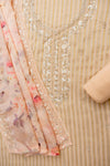 Graceful Flow Peach Organza Unstitched Salwar Kameez With Organza Floral Dupatta