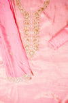 Eternal Bloom Pink Banarasi Silk Unstitched Salwar Suit With Chiffon Dupatta