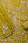 Celebrate Tradition In Mehndi Crepe Unstitched Salwar Kameez & Georgette Dupatta