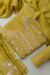 Celebrate Tradition In Mehndi Crepe Unstitched Salwar Kameez & Georgette Dupatta