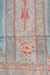 Silver Grey Mirror Sheet, Sequence, Threadwork & Floral Printed Organza Unstitched Salwar Suit With Chiffon Dupatta