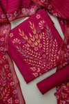 Step Into The Spotlight Magenta Shimmer Unstitched Salwar Kameez With Georgette Dupatta