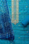 Timelessly Yours Sky Blue Unstitched Cotton Salwar Kameez With Cotton Dupatta