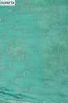 Tea-green Mirror Sheet, Sequence, Threadwork & Floral Printed Crepe Unstitched Salwar Suit With Chiffon Dupatta