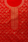 Grace Redefined Red Unstitched Cotton Salwar Kameez With Cotton Dupatta