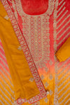 Gajari Must Sequence, Zarkan & Threadwork Chinon Unstitched Salwar Suit With Chinon dupatta