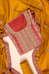 Gajari Must Sequence, Zarkan & Threadwork Chinon Unstitched Salwar Suit With Chinon dupatta
