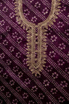 Deep Hues Wine Unstitched Cotton Salwar Kameez With Cotton Dupatta
