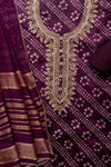 Deep Hues Wine Unstitched Cotton Salwar Kameez With Cotton Dupatta