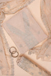 Off White Sequence, Zarkan & Zari Threadwork Crepe Unstitched Salwar Suit With Chiffon dupatta