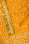 Mango Gold Woven Zari Cotton Unstitched Salwar Suit With Cotton Dupatta