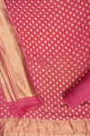 Gajari Banarasi Woven Zari Khaddi Georgette Unstitched Salwar Suit With Georgette dupatta
