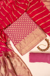 Gajari Banarasi Woven Zari Khaddi Georgette Unstitched Salwar Suit With Georgette dupatta