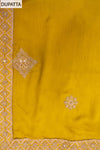 Pista Sequence & Zari Threadwork Chinon Unstitched Salwar Suit With Chinon Dupatta