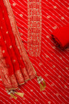 Grace Redefined Red Cotton Unstitched Salwar Kameez With Cotton Dupatta