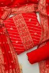 Grace Redefined Red Cotton Unstitched Salwar Kameez With Cotton Dupatta