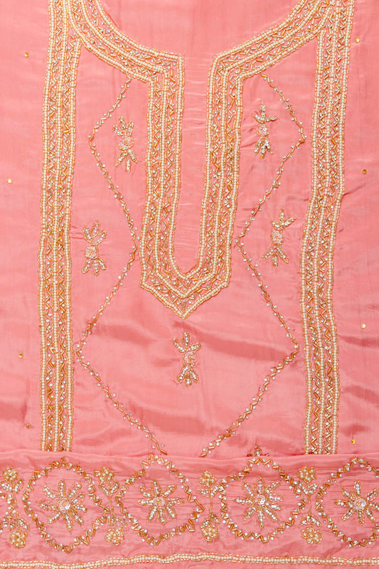 Glow Different In Gajari Crepe Unstitched Salwar Kameez With Chiffon Dupatta
