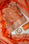Heritage Glow Rust Crush Tissue Unstitched Salwar Suit With Tissue Dupatta