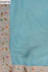 Light Firozi Sequence, Zarkan & Threadwork Chiffon Unstitched Salwar Suit With Chiffon dupatta