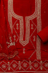 Heritage Heirloom Maroon Crepe Unstitched Salwar Kameez With Chiffon Dupatta