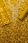 Sunshine Charm Mustard Unstitched Cotton Salwar Kameez With Cotton Dupatta
